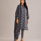 Alkaram Studio charcoal and grey floral printed lawn 2-piece front view