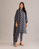 Alkaram Studio charcoal and grey floral printed lawn 2-piece front view