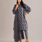 Alkaram Studio charcoal floral shirt with black geometric dupatta