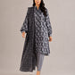 Alkaram Studio charcoal floral shirt and geometric dupatta full-length view