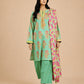 Alkaram Studio mint green and pink floral printed lawn 2-piece front view