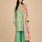 Alkaram Studio mint green floral shirt and pink dupatta full-length view