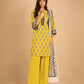 Alkaram Studio mustard yellow and black geometric printed lawn 2-piece front view
