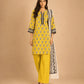 Alkaram Studio mustard geometric shirt and printed dupatta full-length view