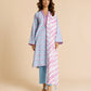 Alkaram Studio sky blue and pink ikat printed cambric 2-piece front view