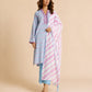 Alkaram Studio sky blue ikat shirt and pink dupatta full-length view