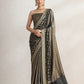 Banarsi Georgette Chiffon Booti saree in black and antique gold full front view