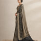 Black and antique gold Banarsi Georgette Chiffon Booti saree side view