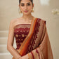 Maroon and rust Banarsi Chiffon Booti saree drape detail