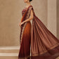 Maroon and rust Banarsi Georgette Chiffon Booti saree side view