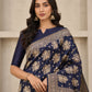 Navy blue Banarsi Chiffon Booti saree woven detail