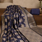 Navy blue Banarsi Georgette Chiffon Booti saree fabric display