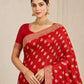Red Banarsi Chiffon Booti saree border and drape detail