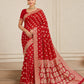 Banarsi Georgette Chiffon Booti saree in red full front view