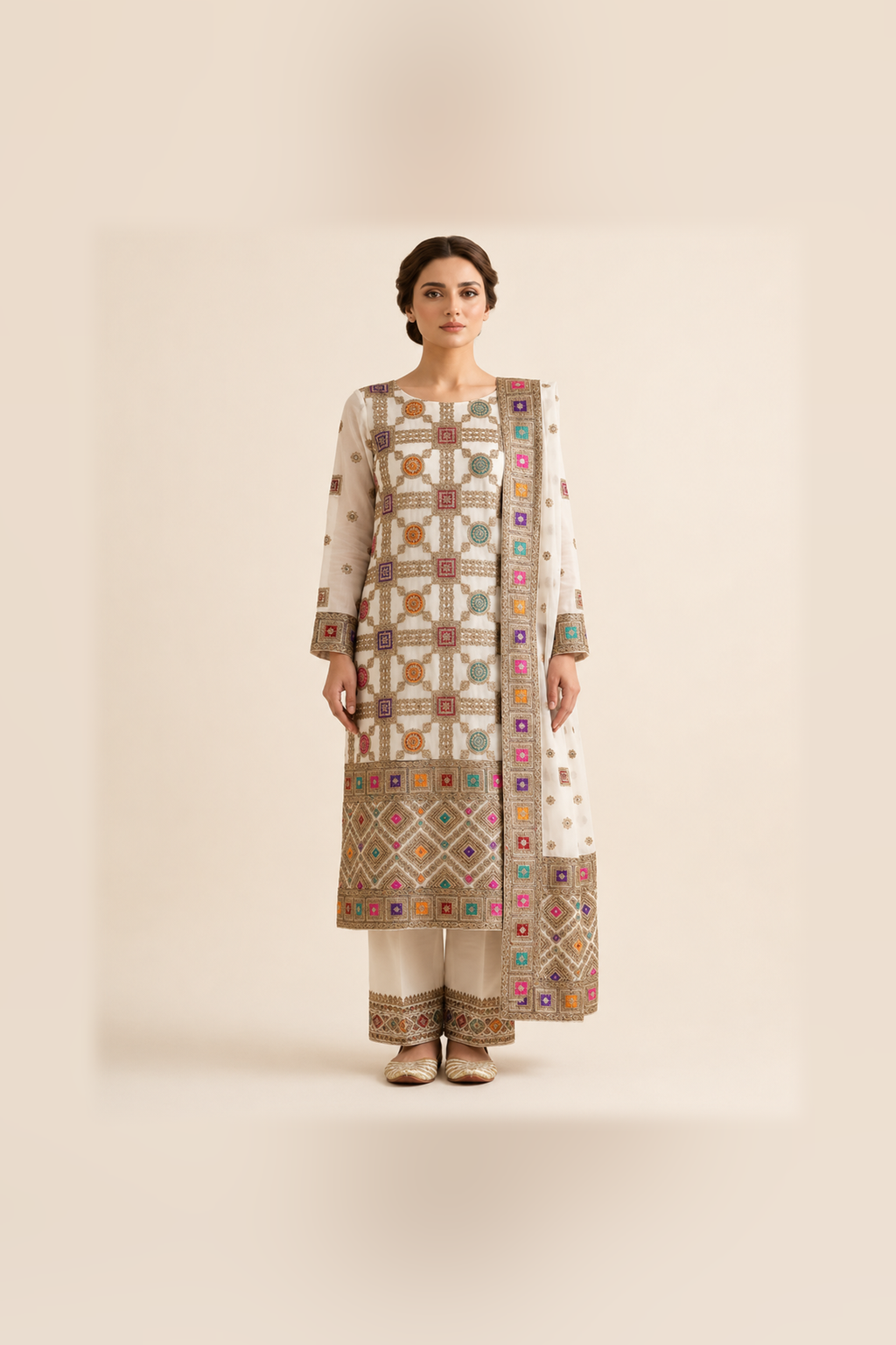 banarsi viscose silk chiffon shalwar kameez product image