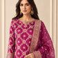Magenta Banarsi Viskos Shifon shirt and dupatta detail