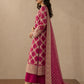 Banarsi Viskos Shifon magenta suit side view with matching dupatta