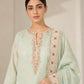 Mint green Banarsi Viskos Shifon neckline and woven detail