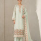 Banarsi Viskos Shifon mint green two-piece suit full front view