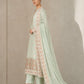 Mint green Banarsi Viskos Shifon suit side view with dupatta