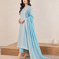 Sky blue Banarsi Viskos Shifon suit with flowing dupatta