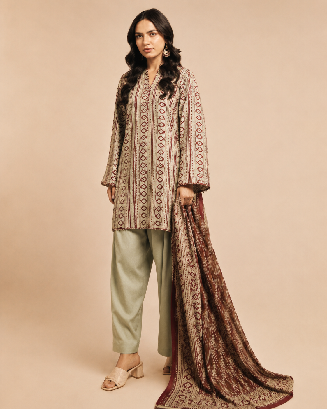Maroon Plum Floral Printed Lawn 3-Piece - view 3