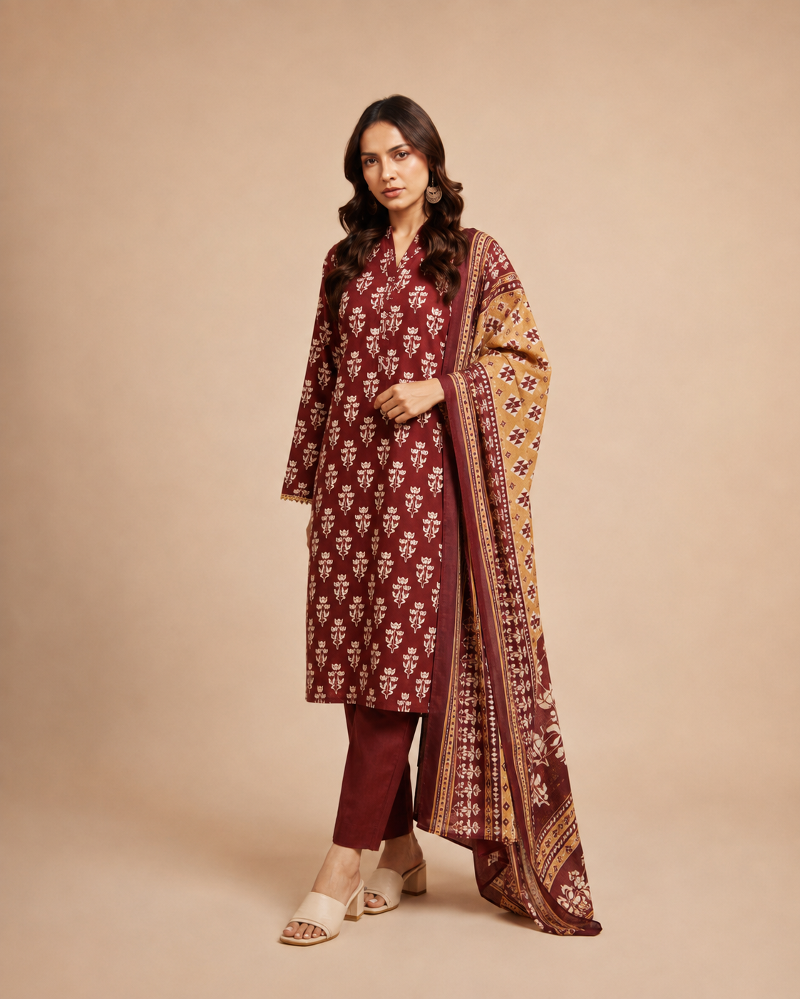 Moss Green Floral Printed Lawn 3-Piece - view 3
