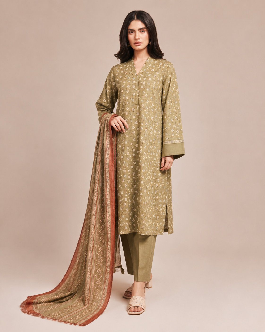 Steel Blue Floral Printed Lawn 3-Piece - view 2